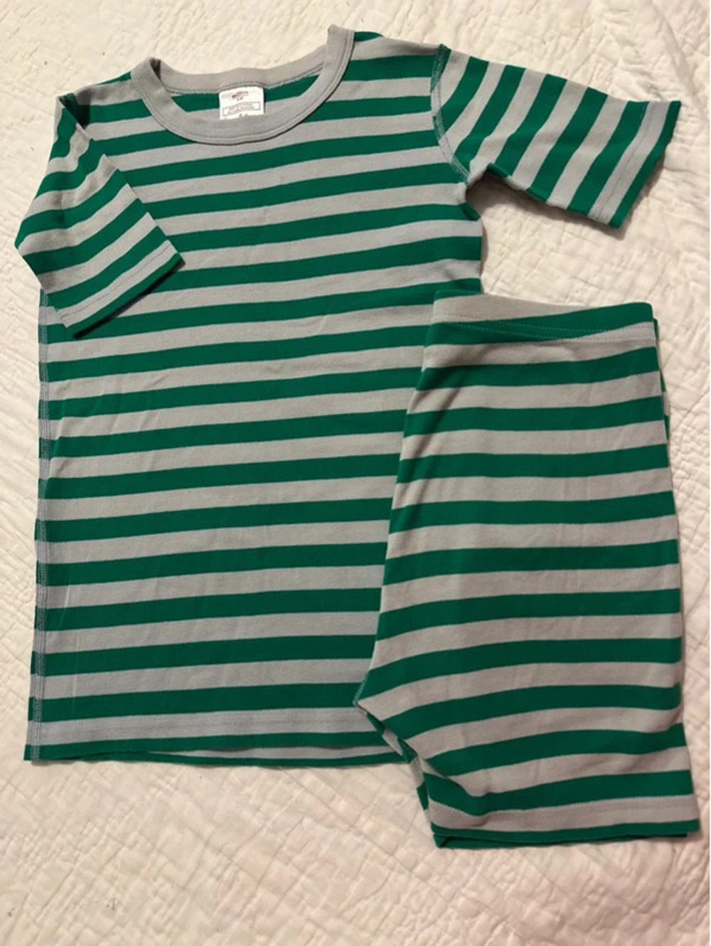 Hanna Andersson Unisex Children’s 100% Organic Cotton Green Stripe Pajamas US12